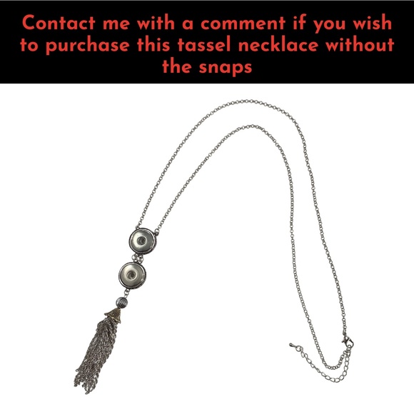Snap Charm Pendant Tassel Necklace Includes Two Standard Snaps and 30" Chain - Picture 3 of 4